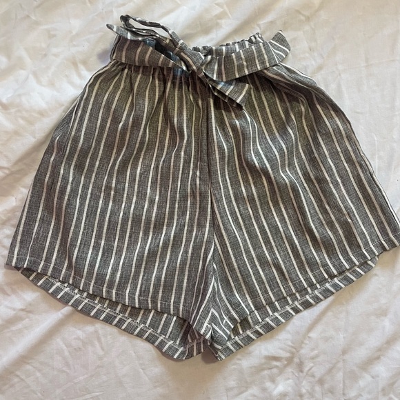 Grey and White Striped Shorts - Picture 1 of 3